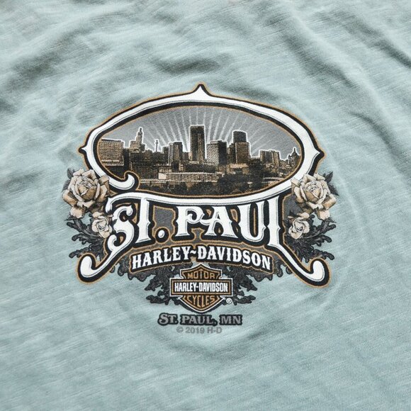 Harley Davidson Women's Teal Blue Slashed Tank Large New - Picture 7 of 7